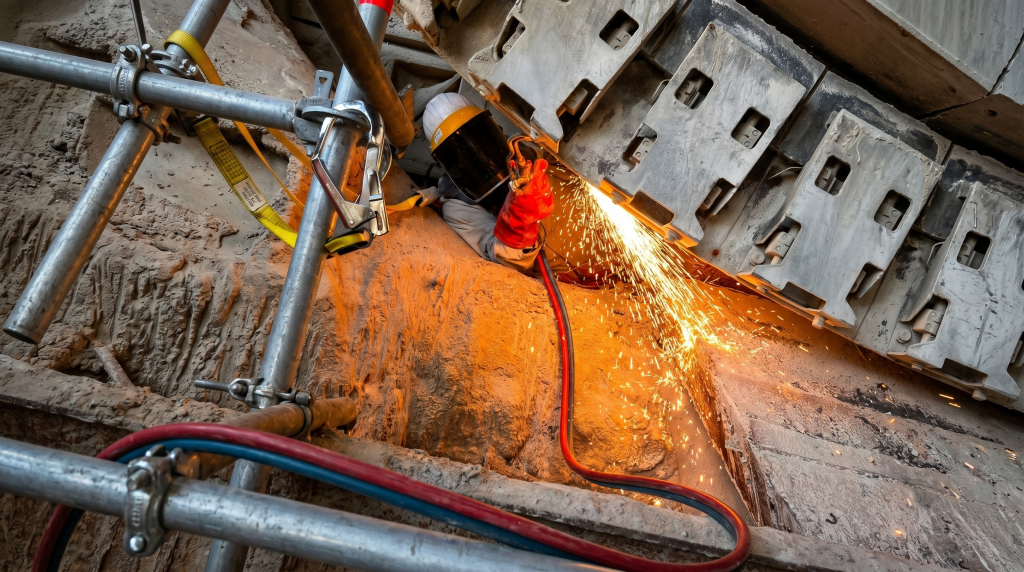Técnico especialista en mantenimiento industrial realizando la reparación de maquinaria pesada para alargar su vida útil.